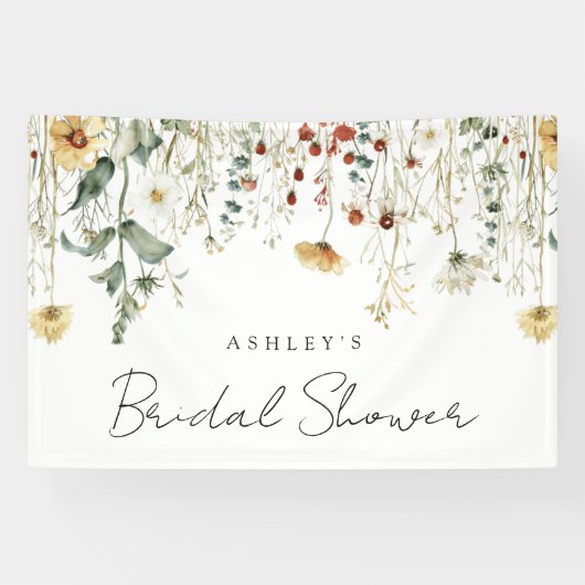 サマー ワイルドフラワー フィールド ブライダル シャワー 横断幕 (横)