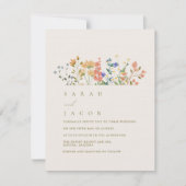 サマー ワイルドフラワー ボヘミア ウェディング 招待状 (正面)