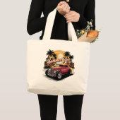 サマー ヴァイブス クラシックカー ラージトートバッグ (正面(商品))