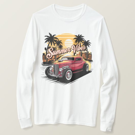 サマー ヴァイブス クラシックカー Tシャツ (デザイン正面)