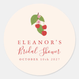 サマー ヴィンテージ レッド チェリー カスタム ブライダル シャワー ラウンドシール