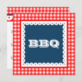 サマー BBQ バーベキュー ギンガム パーティー 招待状 (正面/裏面)