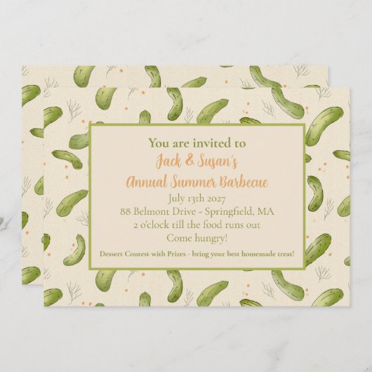 サマー BBQ パーティーの招待状 招待状 (正面/裏面)