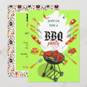 サマー BBQ パーティー グリル アウトドア パーティー 招待状 (正面/裏面)