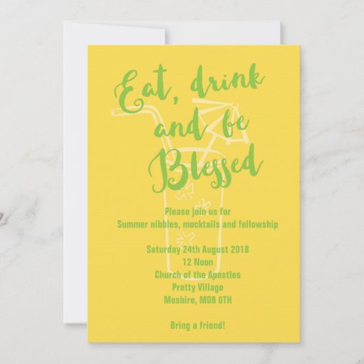 サマー BBQ 食べて飲んで祝福されよう ご招待 招待状 (正面)