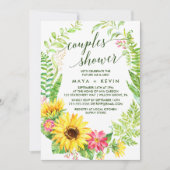 サマー sunflower リース カップルシャワー 招待状 (正面)