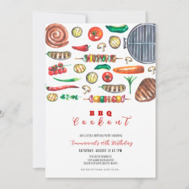 サマーBBQクックアウト誕生日 招待状