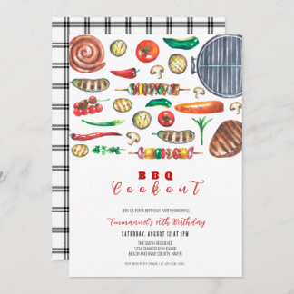 サマーBBQクックアウト誕生日 招待状