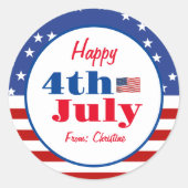 サマーBBQファミリー懇親会7月4日カスタム ラウンドシール (正面)