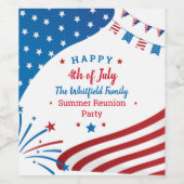 サマーBBQファミリー懇親会7月4日カスタム ワインラベル (シングルラベル)