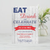 サマーBBQレッドホワイトとブルー招待状 招待状 (スタンド正面)