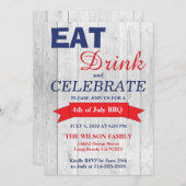 サマーBBQレッドホワイトとブルー招待状 招待状 (正面/裏面)