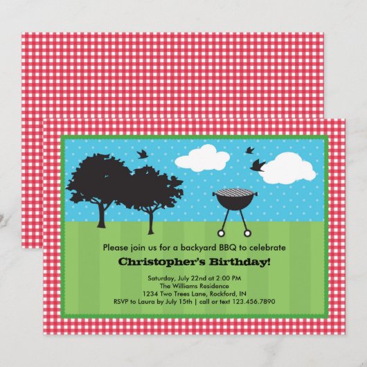 サマーBBQ招待状 招待状 (正面/裏面)