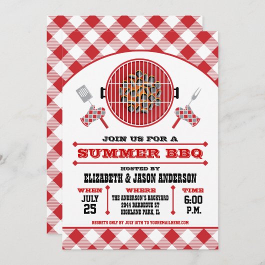 サマーBBQ招待状 招待状 (正面/裏面)
