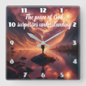 サミットセレニティ:山の湖を見下ろす男 スクエア壁時計 (正面)