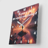 サミットセレニティ:山の湖を見下ろす男 スクエア壁時計 (傾斜)