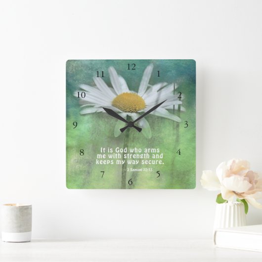 サミュエルの2 22:33強さと私を武装させるのは神です スクエア壁時計 (ホーム)