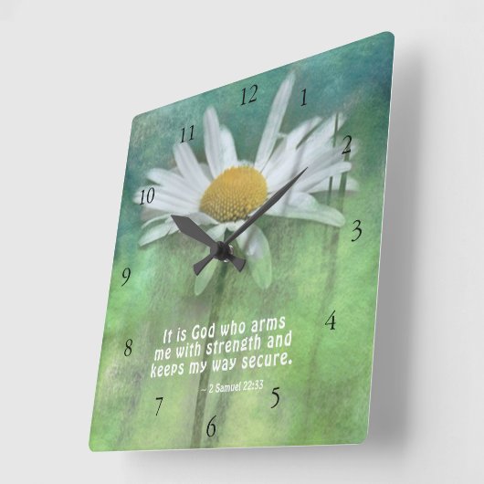 サミュエルの2 22:33強さと私を武装させるのは神です スクエア壁時計 (傾斜)