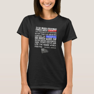 サミュエル・アダムスアメリカンパトリオ引用文リバティF Tシャツ