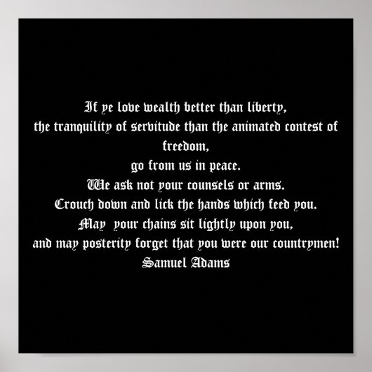 サミュエル・アダムス – ポスター (正面)