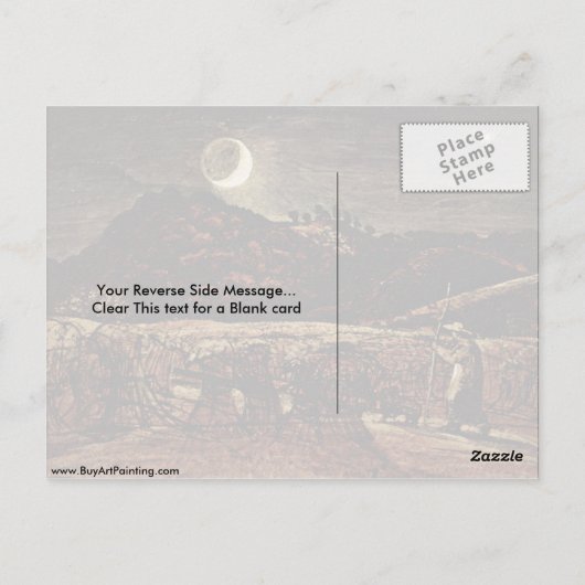 サミュエル・パーマーの月明かりの中のコーンフィールド ポストカード (裏面)