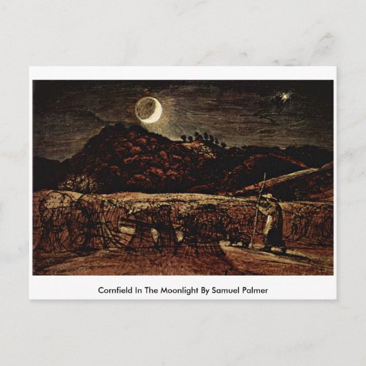 サミュエル・パーマーの月明かりの中のコーンフィールド ポストカード (正面)