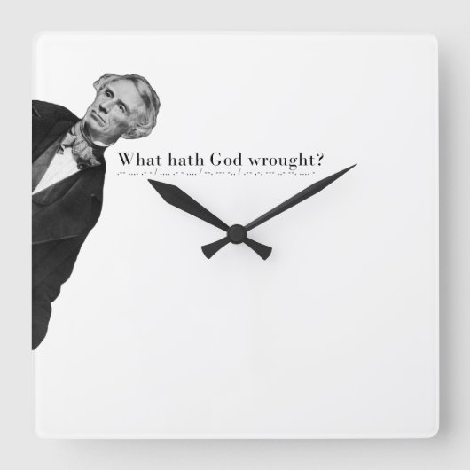 サミュエル・モース・コードミーム – 神の仕業は? スクエア壁時計 (正面)