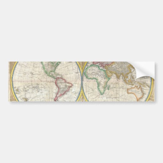 サミュエルDunn 1794年著世界の一般図 バンパーステッカー (正面)