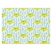 サミリーブルーとイエローレモンの花の模様 テーブルクロス (正面(横))