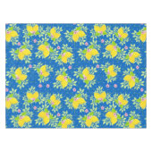 サミリーブルーとイエローレモンの花の模様 テーブルクロス (正面(横))