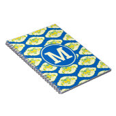 サミリーブルーとイエローレモンの花の模様 ノートブック (右側)