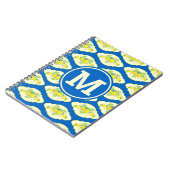 サミリーブルーとイエローレモンの花の模様 ノートブック (左側)