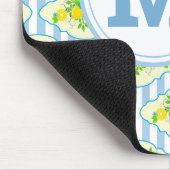 サミリーブルーとイエローレモンの花の模様 マウスパッド (コーナー)