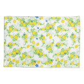 サミリーブルーとイエローレモンの花の模様 枕カバー (裏面)