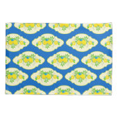 サミリーブルーとイエローレモンの花の模様 枕カバー (裏面)