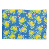 サミリーブルーとイエローレモンの花の模様 枕カバー (裏面)