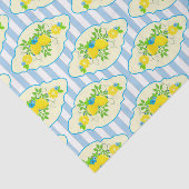 サミリーブルーとイエローレモンの花の模様 薄葉紙 (詳細)