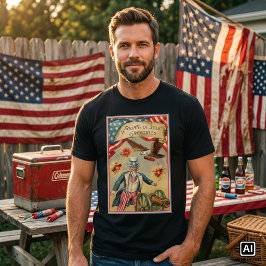 サムおじさんとアメリカ独立記念日の花火 Tシャツ