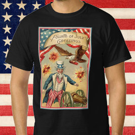 サムおじさんとアメリカ独立記念日の花火 Tシャツ