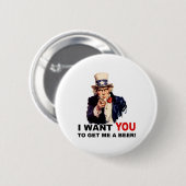 サムおじさんはビールを飲んでほしい 缶バッジ (正面&裏面)