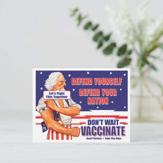 サムおじさん予防接種このポストを一緒に戦おう ポストカード (スタンド正面)