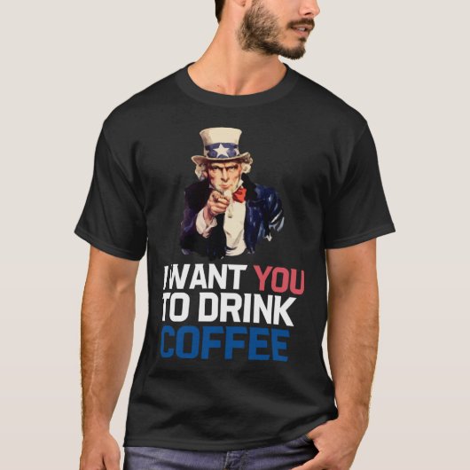 サムおじさん、コーヒーを飲んでほしい Tシャツ (正面)