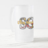 サムはバンドMDのロゴによって曇らされるビールのジョッキを育てます フロストグラスビールジョッキ (正面左)