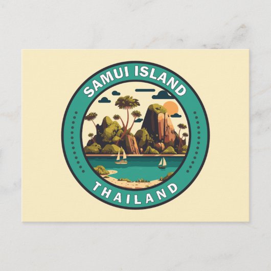 サムイアイランドタイランドトラベルアートバッジ ポストカード (正面)