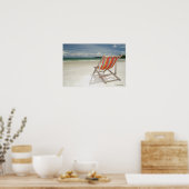 サムイビーチの白い砂のデッキチェア ポスター (キッチン)