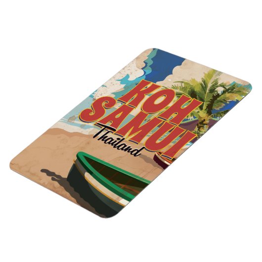 サムイ島,タイランドヴィンテージ旅行ポスター マグネット (左側)