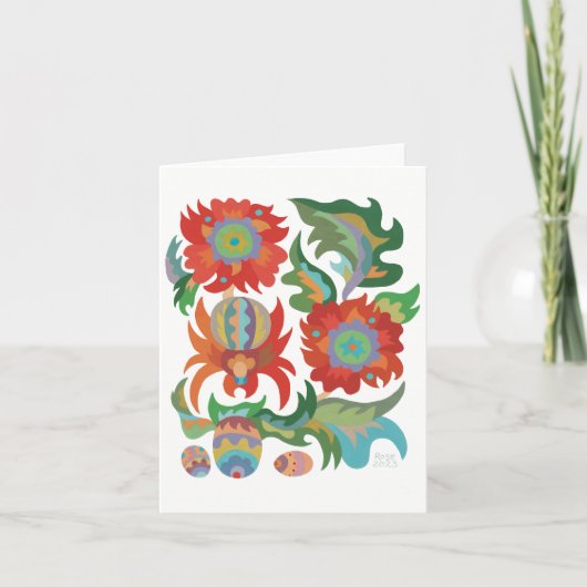 サムキキフカスパイダーと花 ノートカード (正面)