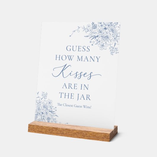 サムシングブルーの花嫁シャワー　キスの数を当ててみて アクリルサイン (傾斜)
