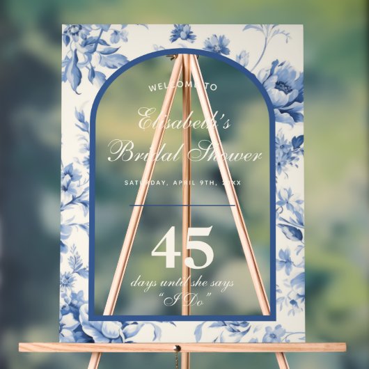 サムシングブルー エレガント シノワーズ ブライダルシャワー アクリルサイン (ニュートラル)