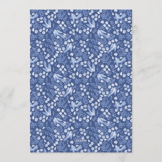 サムシングブルー ハンプトン 鳥 花 ブライダルシャワー 招待状 (裏面)